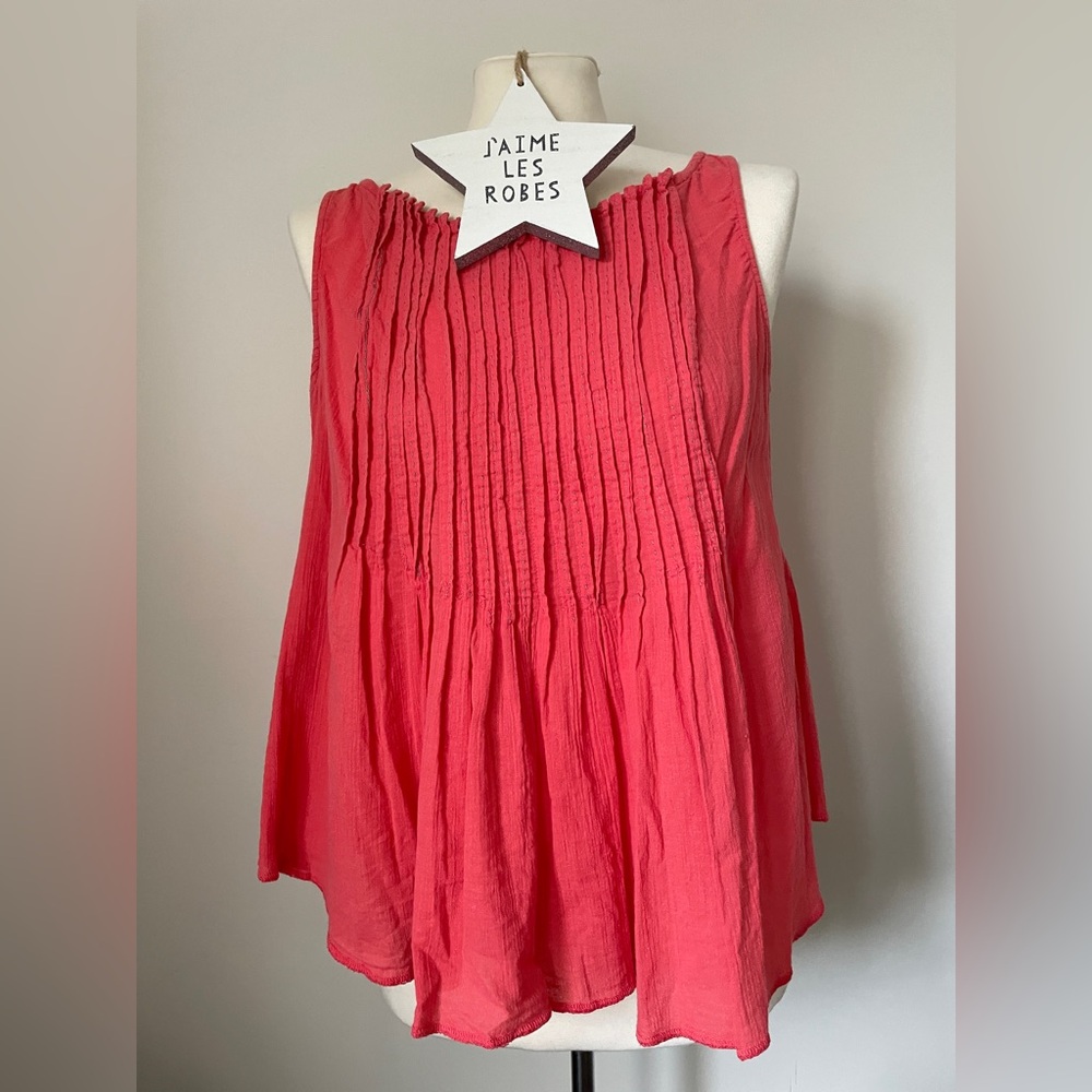 Converse Coral Pleated Sleeveless Blouse